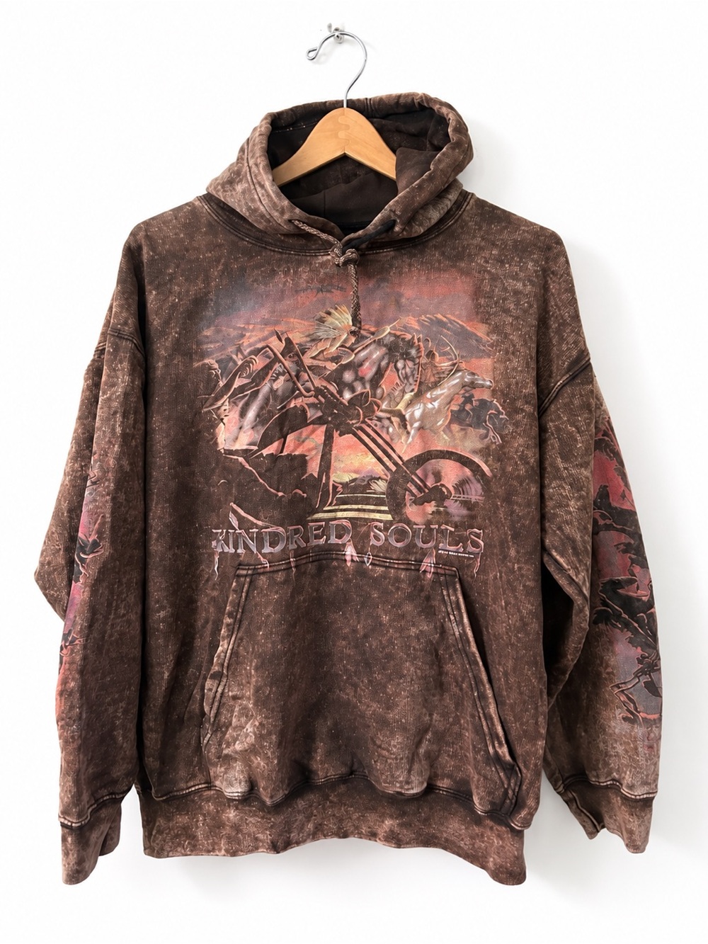 BIKE RAGS KNOXVILLE BIKER RIDE WITH INDIANS ON HORSEBACK HOODED SWEATSHIRT- SM